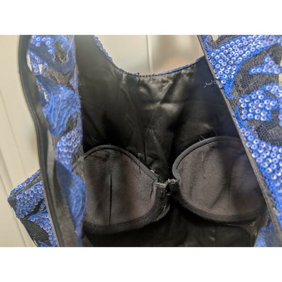 Minuet Blue Sequin Black Lace Formal Sleeveless Mini Dress Size S Prom Hoco - Picture 5 of 9